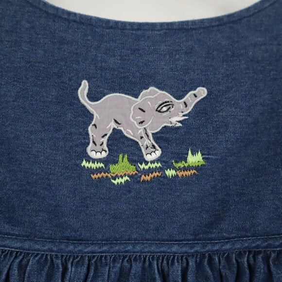 Bechamel Petites Denim Patio Dress Womens PL Blue Vintage Boho Cottage Granny - Picture 11 of 11